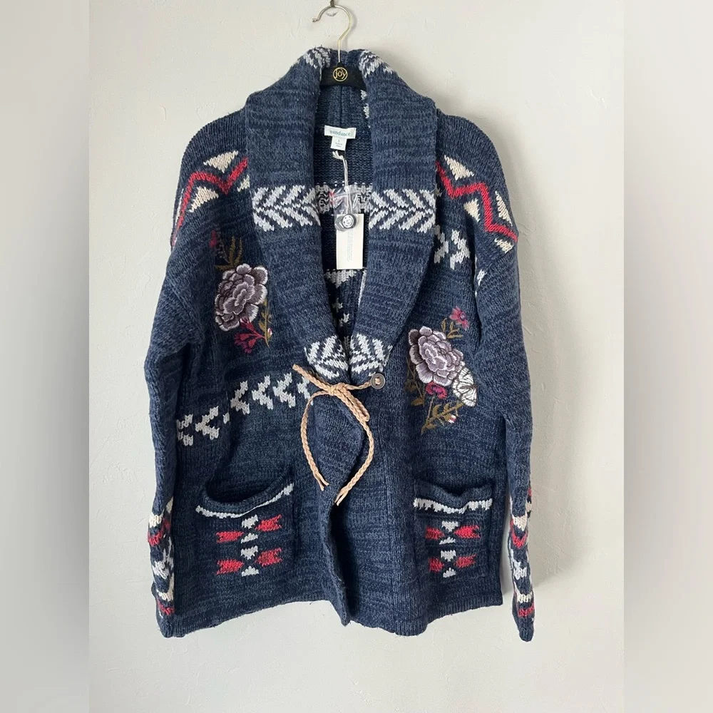 🌺SUNDANCE KATIA HERITAGE CARDIGAN IN INDIGO L - Picture 9 of 12
